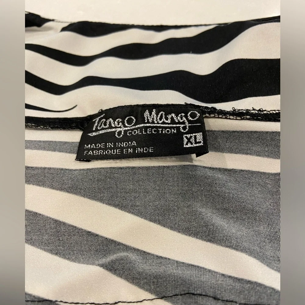 Retro Tango Mango Black And White Flapper Frill Dress Size XL - Picture 4 of 10